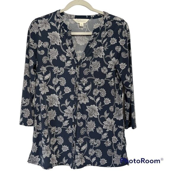Magnolia Grace Tops - Stitch Fix Magnolia Grace Top Womens Small Floral V-Neck 3/4 Sleeve Blouse